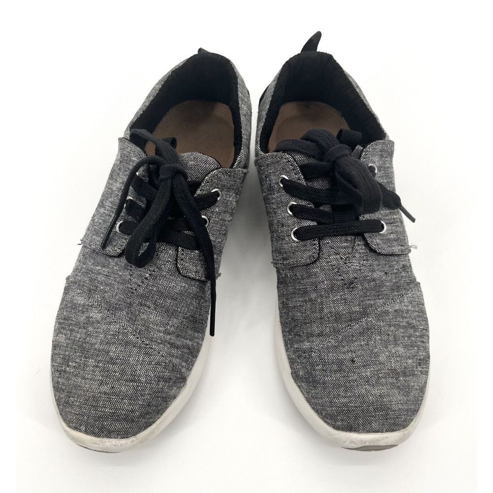 TOMS Womens Del Rey Gray/Black Lace Up Sneakers Shoes Casual Size 6‎